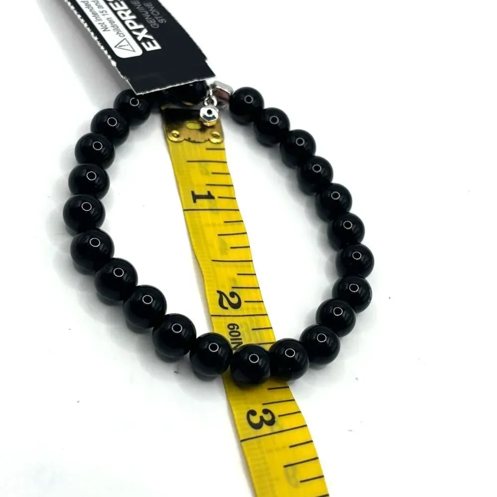 Express Black Glass Beaded Stretch Bracelet